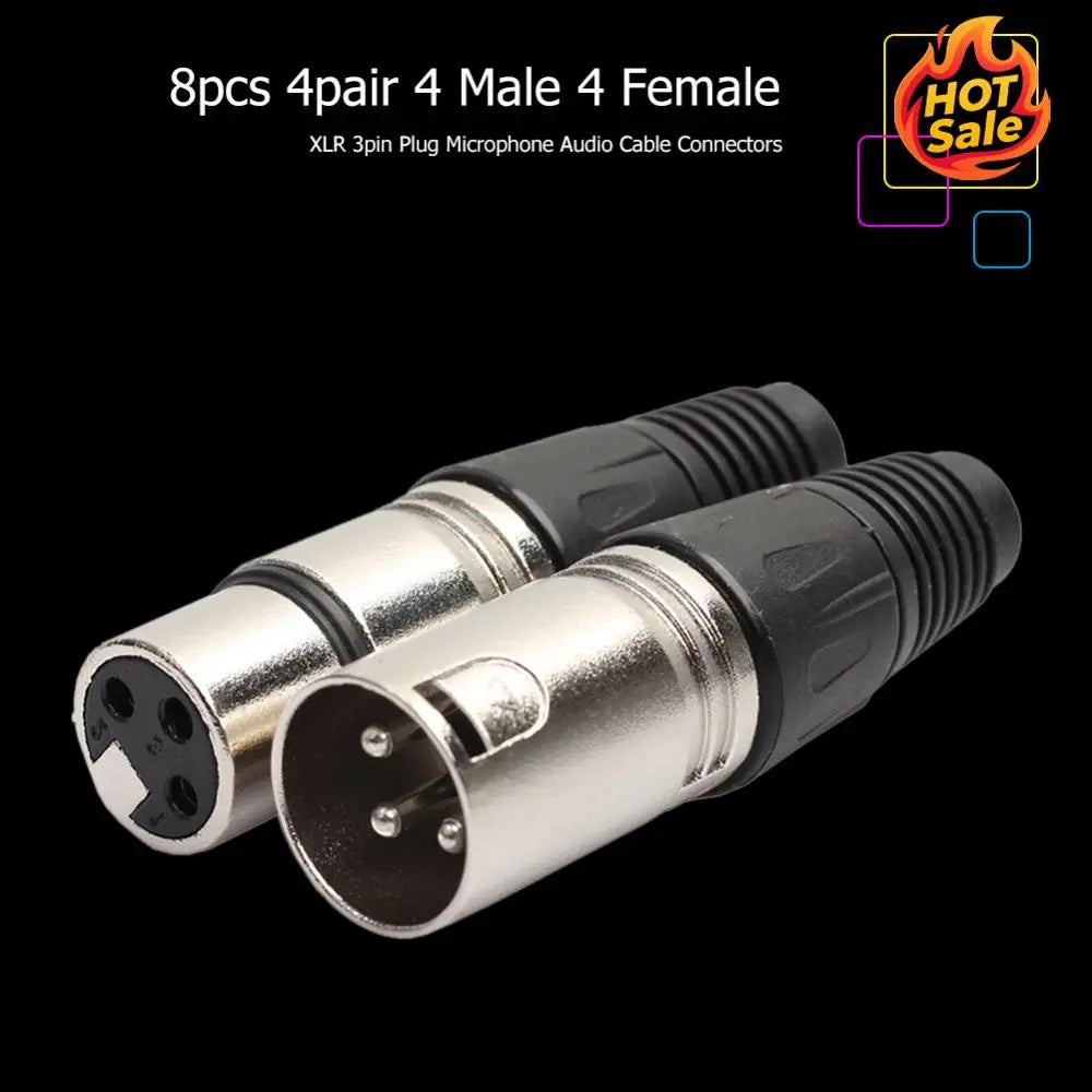 8pcs 3Pin XLR Female Male Socket Panel Mount Chassis Plug Connectors Adapters Oasis Select