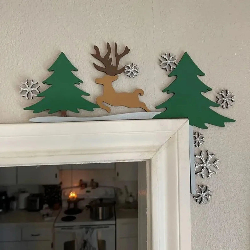 Christmas Decoration 2025 1pc Santa Clau Christmas Door Corner Decoration Diy Stitching Creatives Home Decor Colgante De Navidad Oasis Select Reindeer