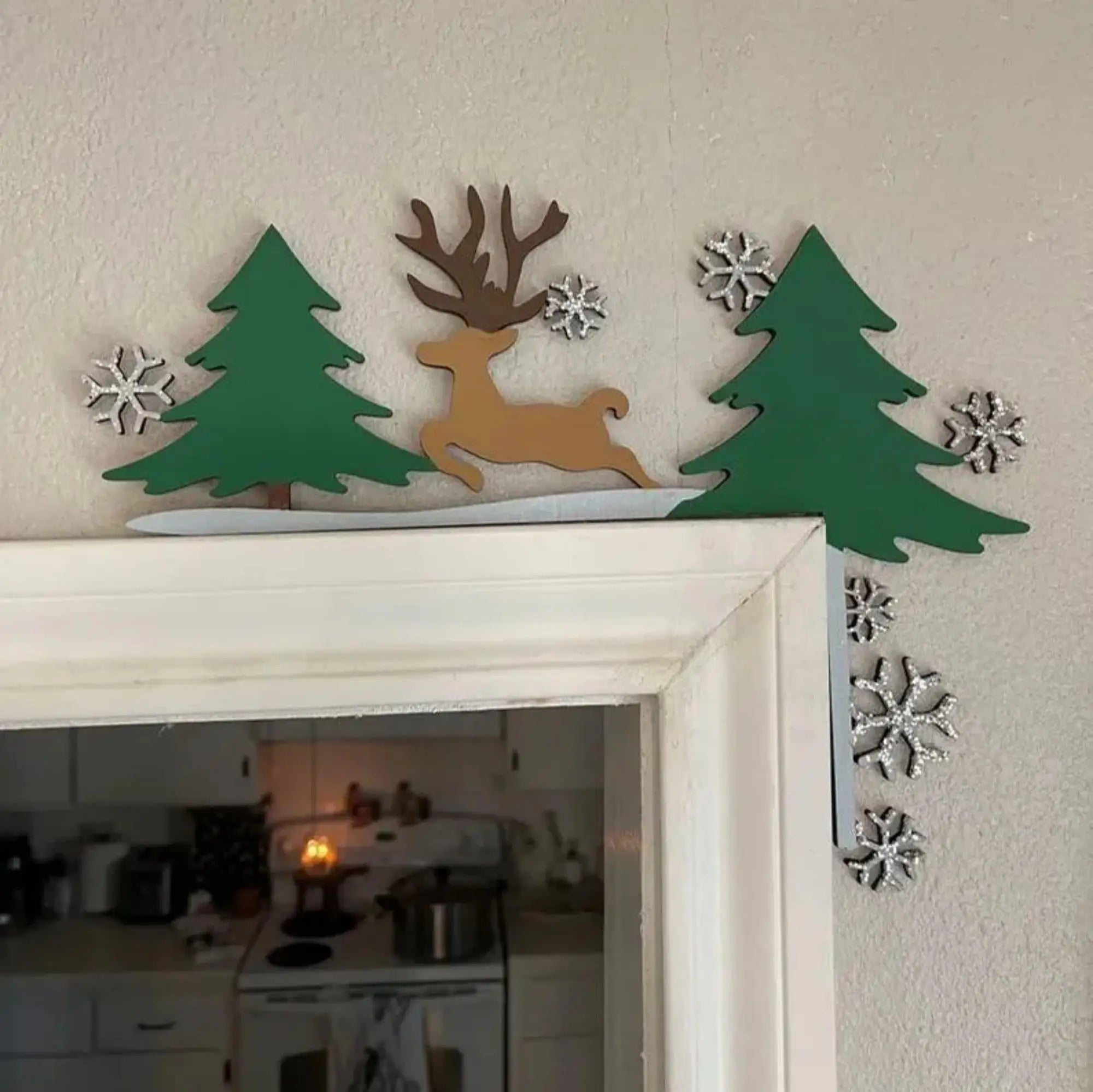 Christmas Decoration 2025 1pc Santa Clau Christmas Door Corner Decoration Diy Stitching Creatives Home Decor Colgante De Navidad Oasis Select Reindeer