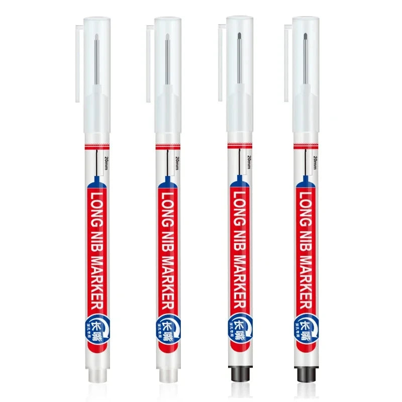 4PCS 20mm Deep Hole Long Nib Multi-Purpose Head Markers for Metal Perforating Pen Woodworking Decoration Art Supplies Oasis Select 2white 2black