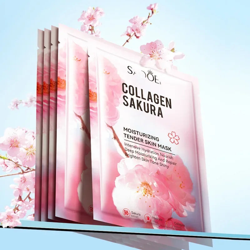 Sadoer Sakura Collagen Sheet Mask – Hydrating & Brightening Face Sheet Mask Oasis Select