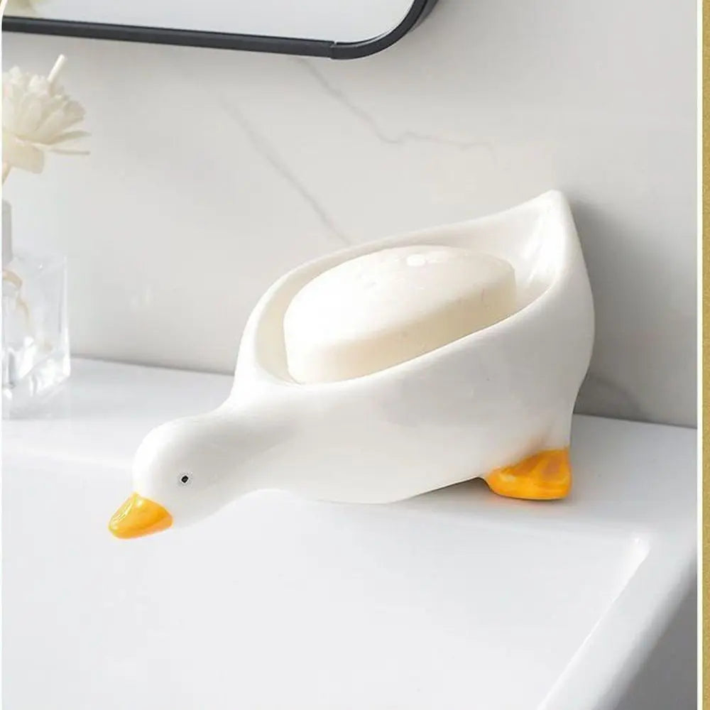 Cute Yellow Duck Shape Soap Dish Durable Bathroom Kitchen Sink Organizer Storage Holder Stand Tray Soap Container Tray Oasis Select