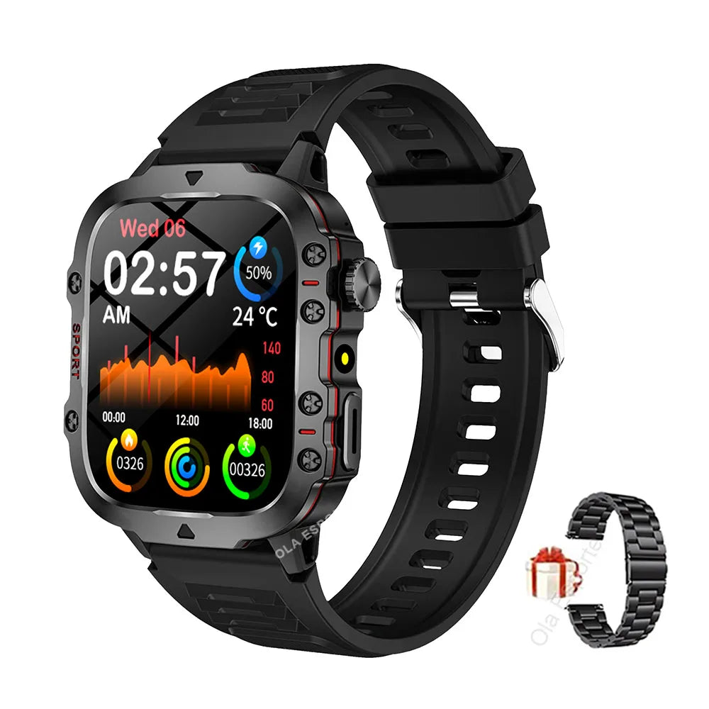 Military Smartwatch Men – 2.01" HD GPS BT Calling Fitness Tracker