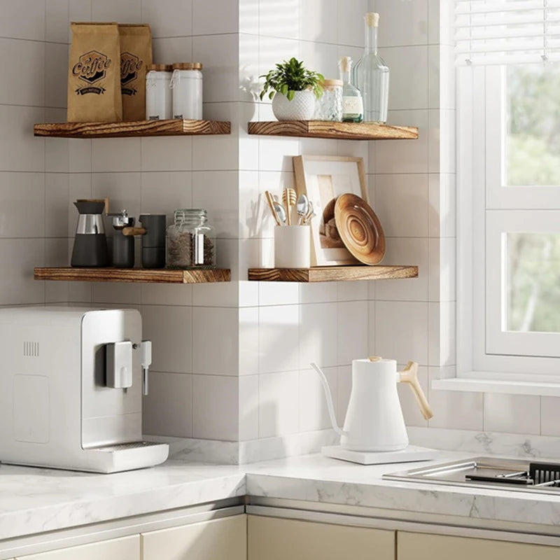 Balcony wall suspended wooden shelving partition Bathroom living room plank wall hanging shelving Oasis Select