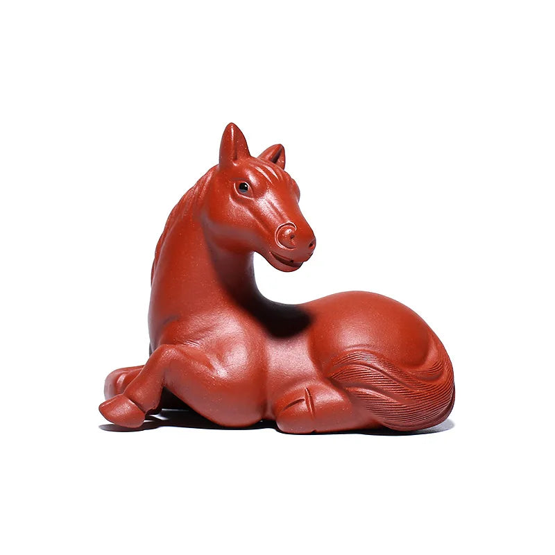 Purple Clay Sculpture Tea Tray Ornament Tea Pet Horse Lying Horse Tea Play Oasis Select
