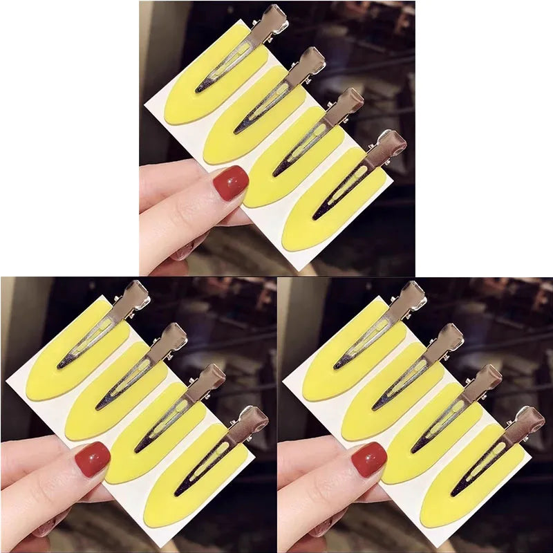 4/8/12pcs No Bend Seamless Hair Clips Side Bangs Barrette Makeup Washing Face Accessories Women Girls Styling Hairpins Oasis Select yellow-12pcs