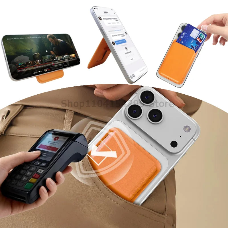 Strong Magnetic Leather Wallet with Hide Stand Case for Magsafe for IPhone 15PM 14 13 Pro Max Mag Safe Card Holder Pocket Cover
