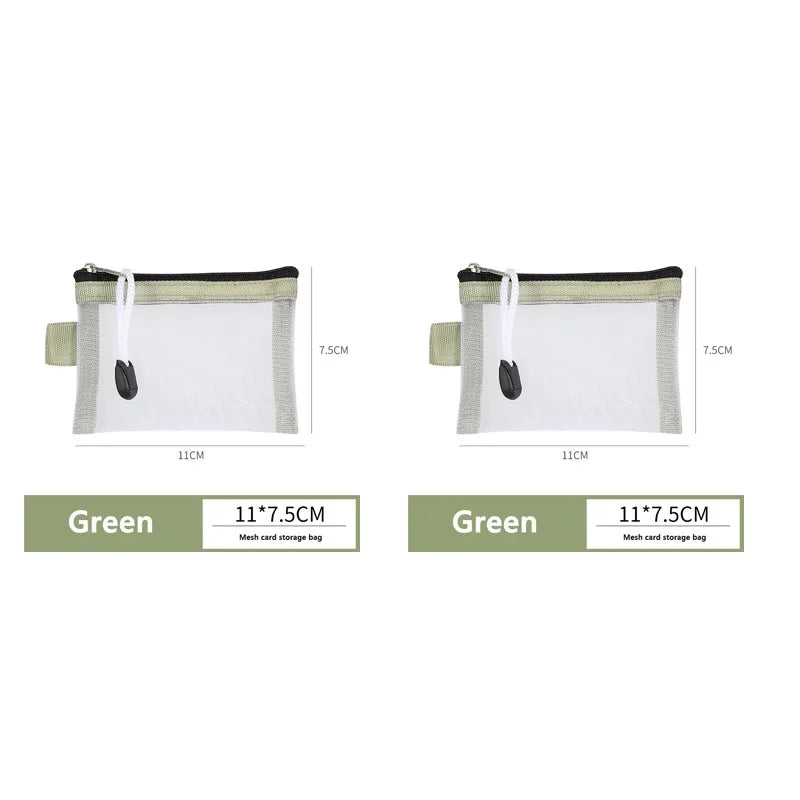 1/2pcs Storage Bags Mesh Cosmetic Bag Wallet Nylon Small Coin Purse Mini Zipper Pouch Mesh Storage Bags ID Credit Card Holder Oasis Select 2pcs Green