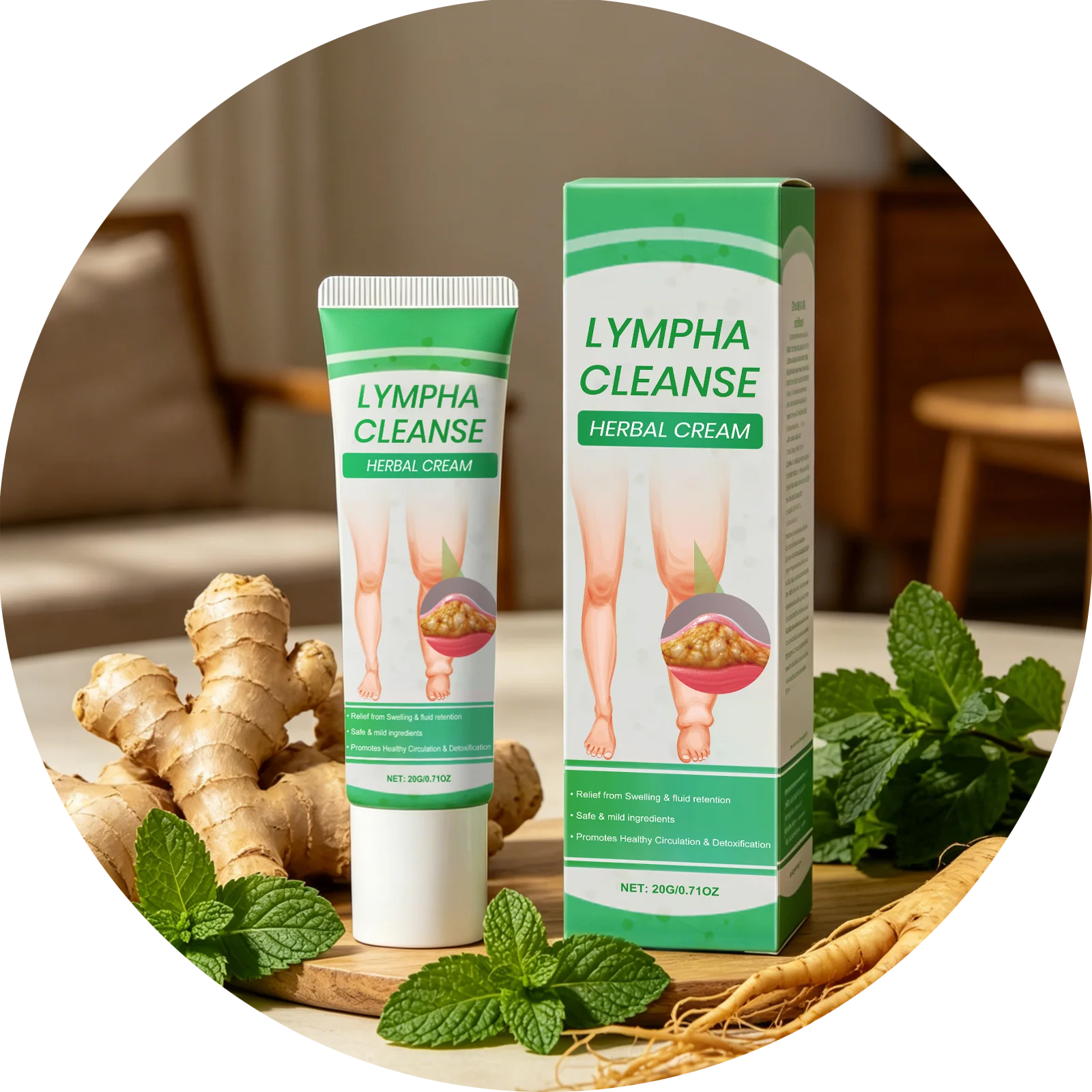 Herbal Lymph Massage Cream – Detox, Circulation & Swelling Relief Lymphatic Massage Cream Oasis Select Lymph Care Cream x 10PCS 20g