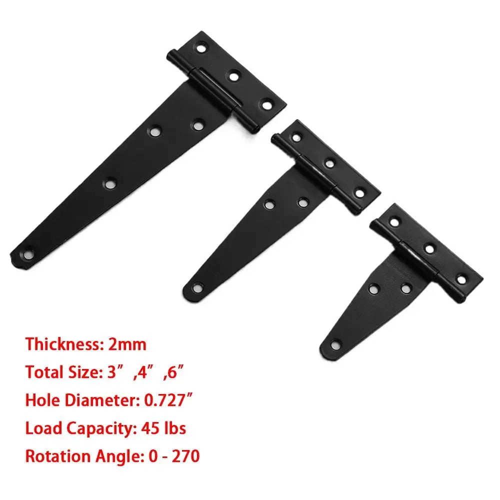 Heavy Duty T-Shape Door Hinges 3" 4" 6" | Rustproof Iron