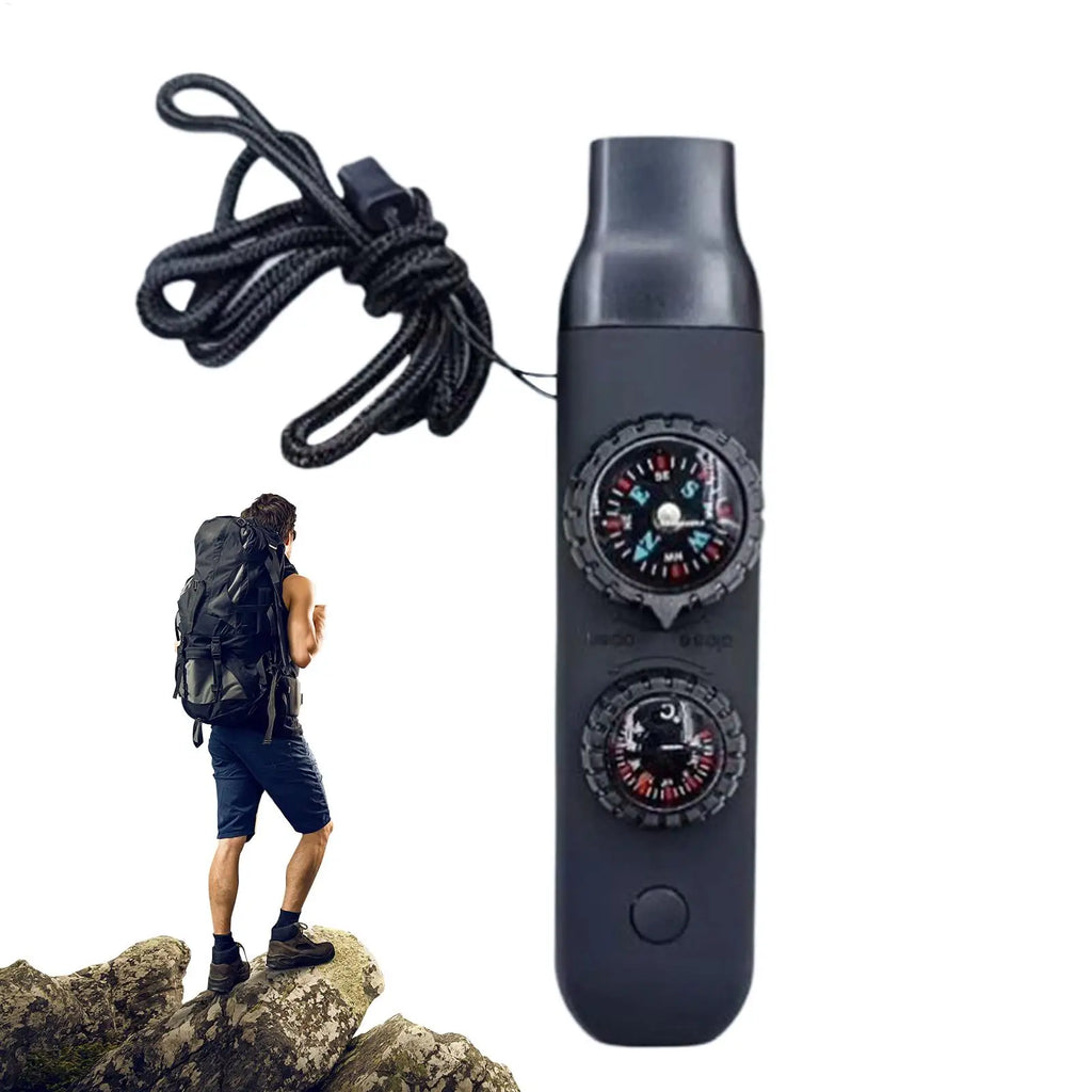 7-in-1 Survival Whistle Outdoor Portable Survival Whistle with Light Women Men Safety Gear with Compass Function and Lanyard Oasis Select