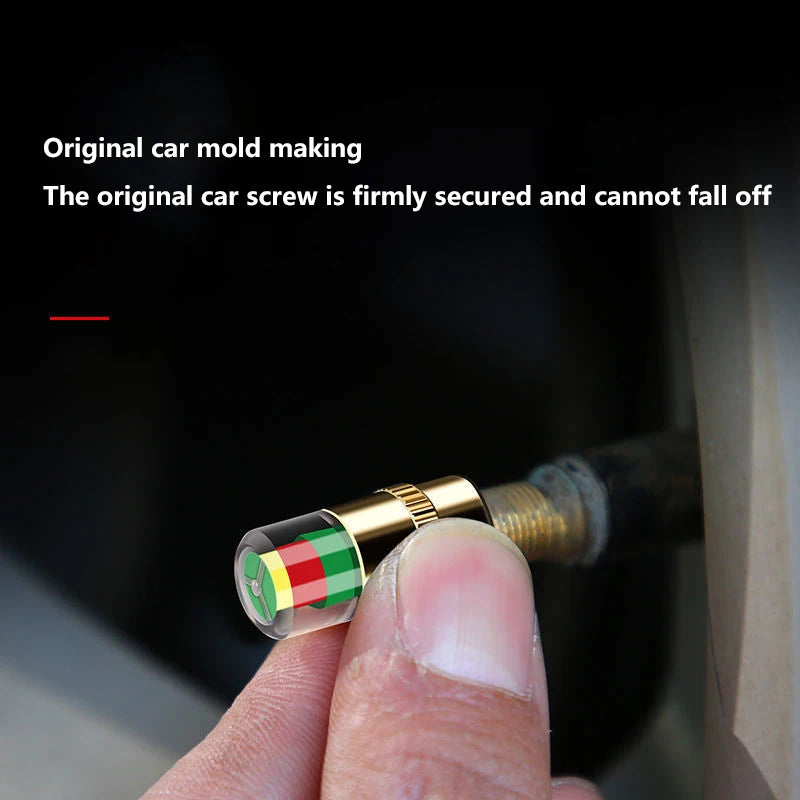 DIY Kit for Car Tyre Pressure Monitoring with Alert Caps and Valve Sensor. Oasis Select
