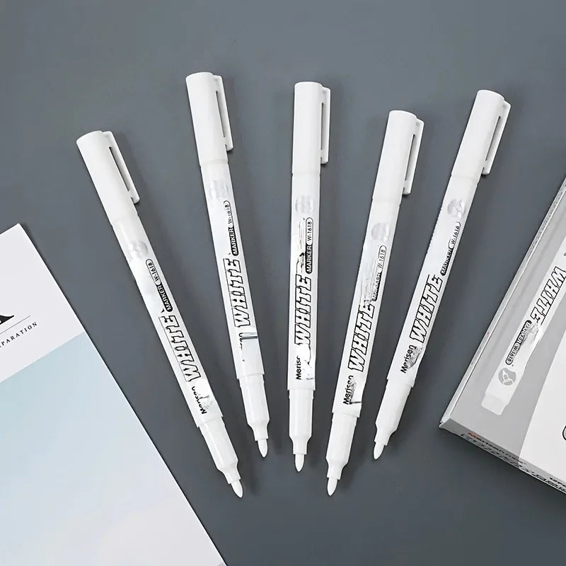 5/1pcs White Marker Pen Waterproof Oil Proof for Plastics Paper Signature Cardboard , Tires, Painting Metal Logistics, Factory Oasis Select 5pcs