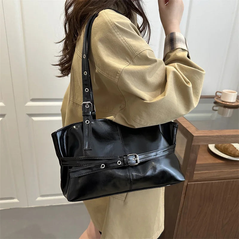 1pcs High End Retro Trendy Bag for Women's Maillard Single Shoulder Large Capacity Commuting Tote Bag Oasis Select