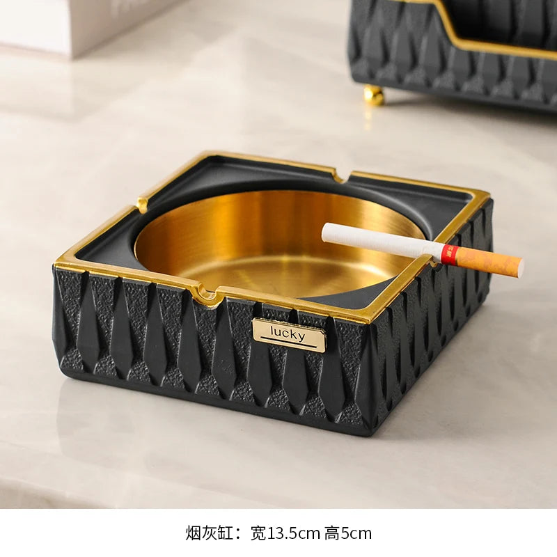 Household simple living room light luxury creative office fly ash ashtray tissue box desktop decoration storage accessories Oasis Select B