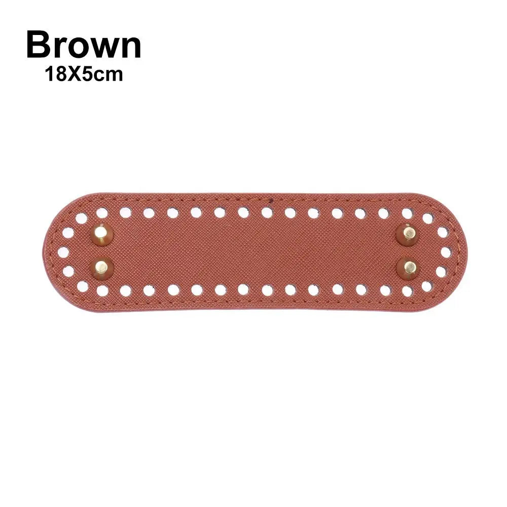 Material Crochet Bag With 52 holes DIY Bag Accessories for Knitted Bag PU leather Long Bag Bottom Oasis Select brown-18x5CM