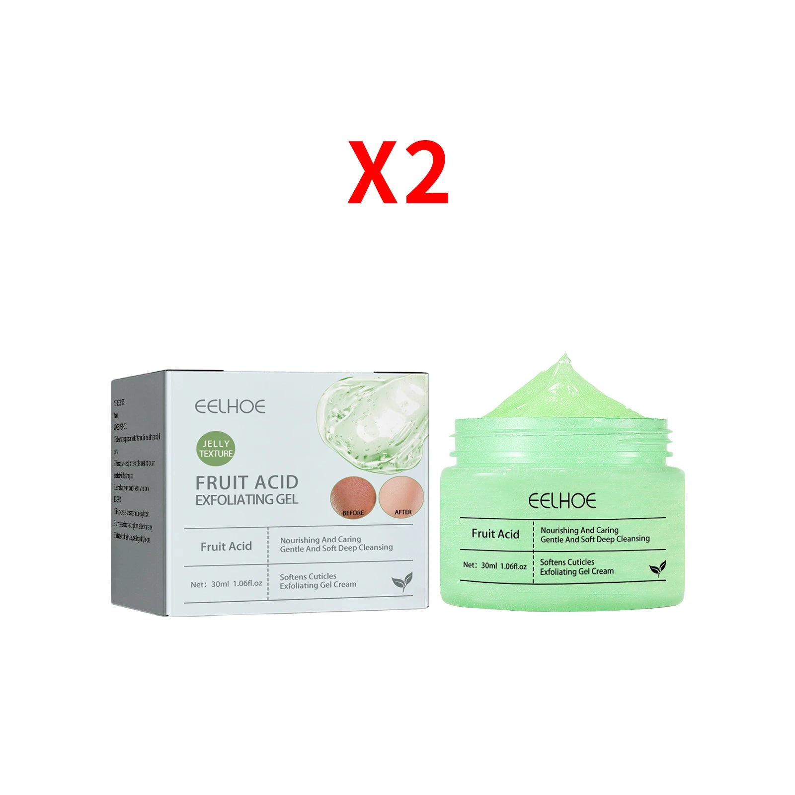 Eelhoe Fruit Acid Exfoliating Gel – Pore Cleanse & Blackheads Facial Exfoliating Gel Oasis Select 2pcs