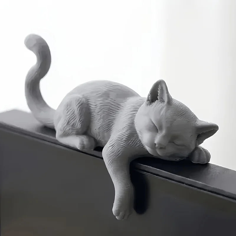 Sleeping Cat Mini Figurine 3D Printed Cute Kitty Ornament Computer Screen DecorDollhouse Miniature Desktop Decor Home Decor Gift Oasis Select