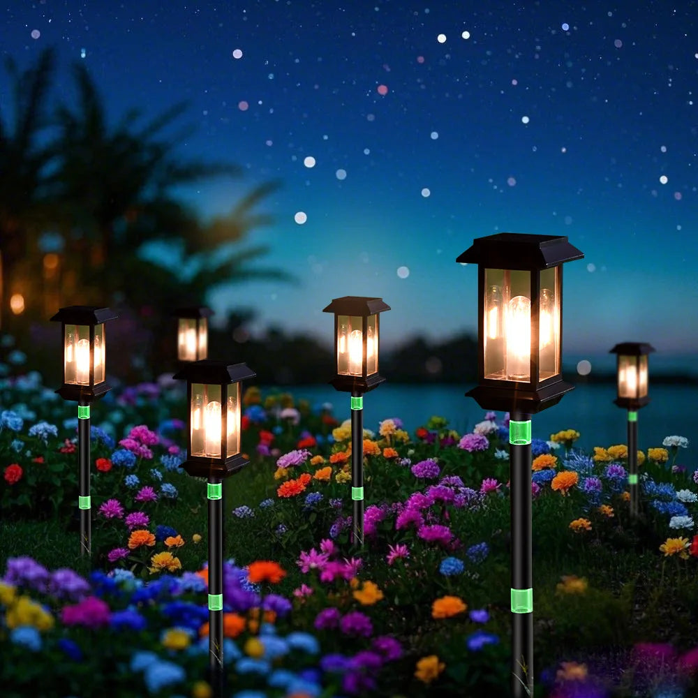 Solar Lamps, Outdoor Garden Lamps, Household Waterproof Garden Tungsten Filament Lawn Insert Lamps, Outdoor Atmosphere Oasis Select Connector warm green