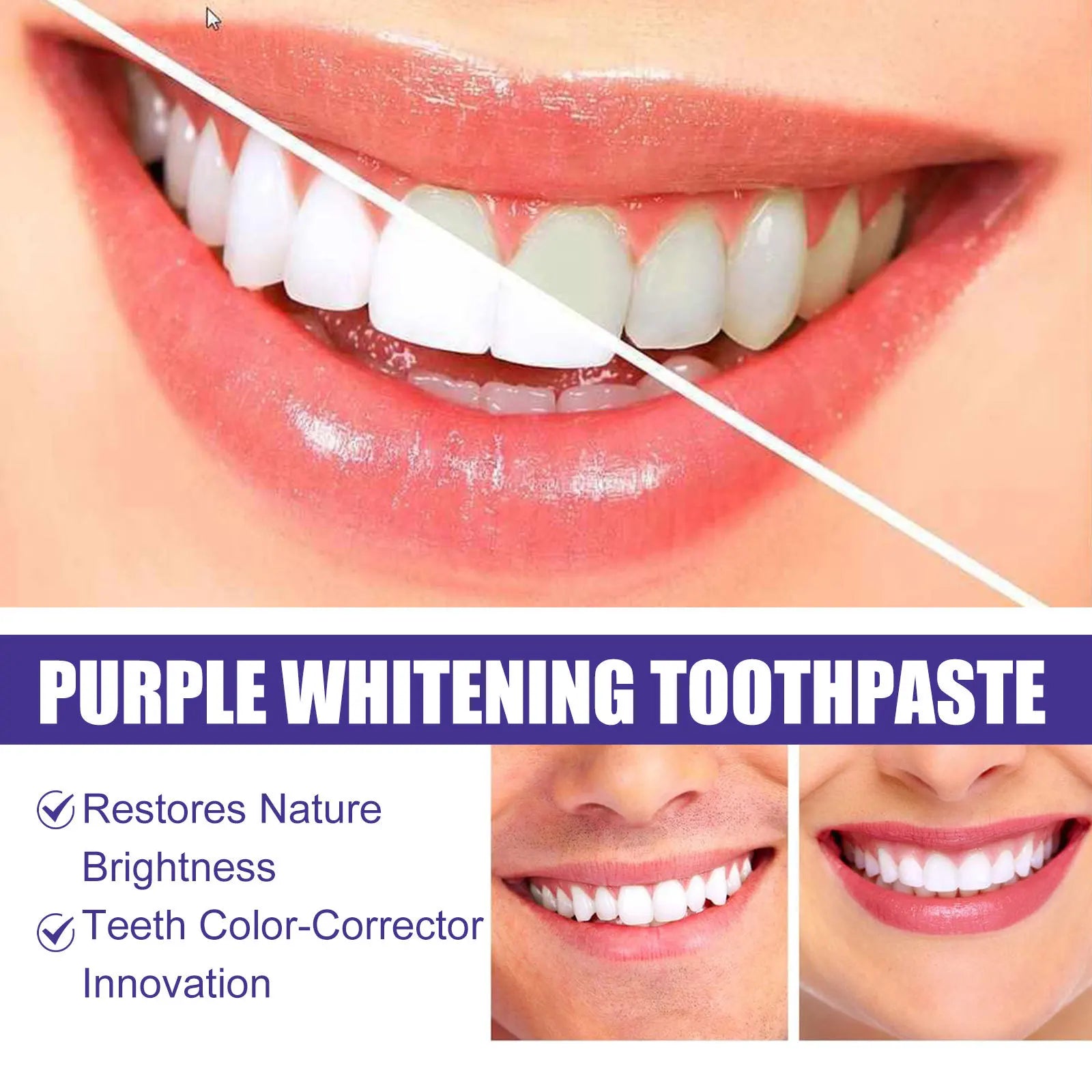 Purple Toothpaste Teeth Whitening Remove Yellow Stains Fights Tartar Fresh Breath Oral Hygiene Teeth Care Cleaning Toothpaste Oasis Select