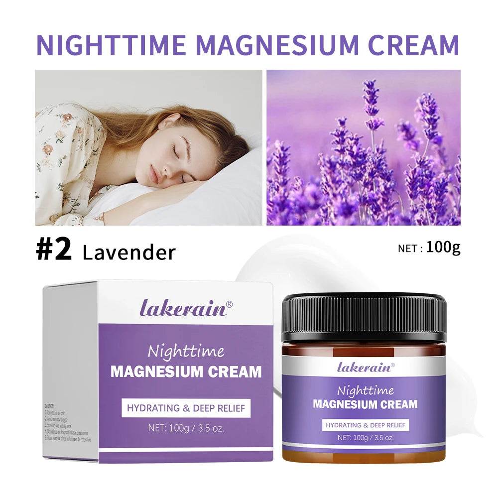 Magnesium Lotion Nighttime Magnesium Cream Lavender Legs Arms Chest Care Natural Aid for Deep Sleep Moisturizer After-sun repair Oasis Select Lavender