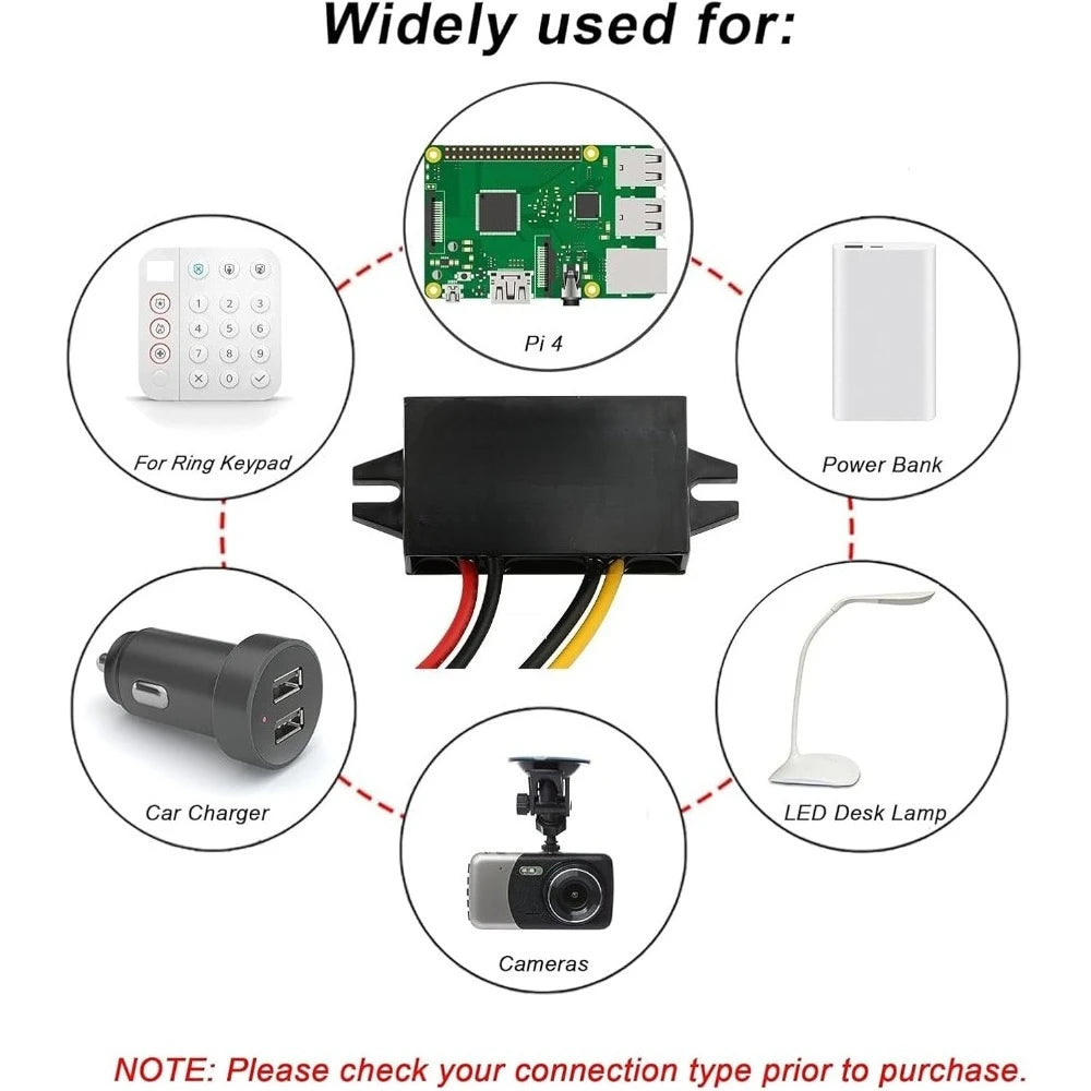 Waterproof 12V/24V To 5V 3A 15W Converter DC To DC Step Down Module Power Adapter Buck Voltage Transformer (Dual USB Connectors) Oasis Select