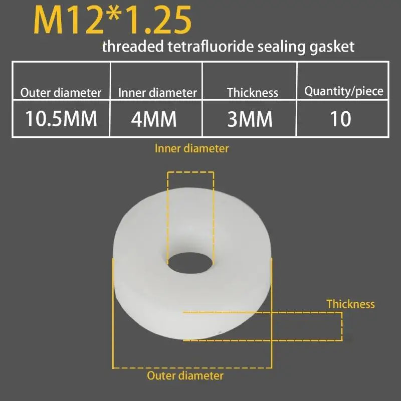 10/100Pcs Pneumatics M8 M10 M12 Air Seal Washer PTFE O-Ring Gasket Washer For High Pressure Diving Mountaineering Parts Oasis Select M12 10pcs