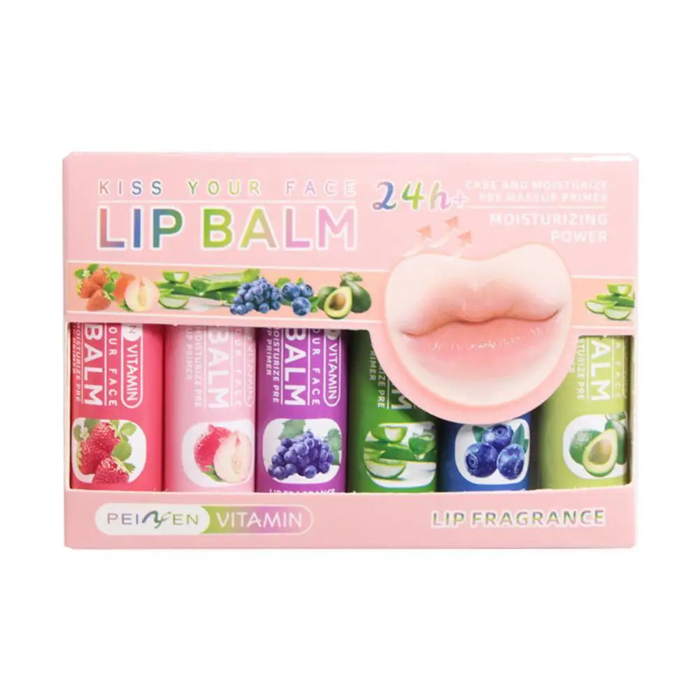 6PCs Natural Fruit Discolored Lip Balm Set Color Changing Moisturizing Lip Tint Long-Lasting Glossy Nourishing Lipstick Lip Care Oasis Select 6pcs