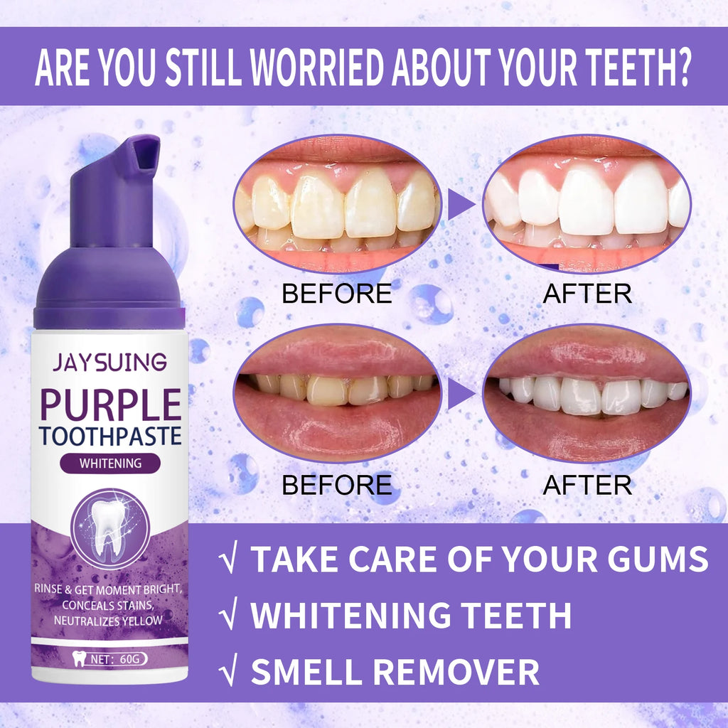 Purple Toothpaste Teeth Brightening Whitening Toothpaste Serum Deep Cleaning Teeth Fresh Breath Oral Oasis Select