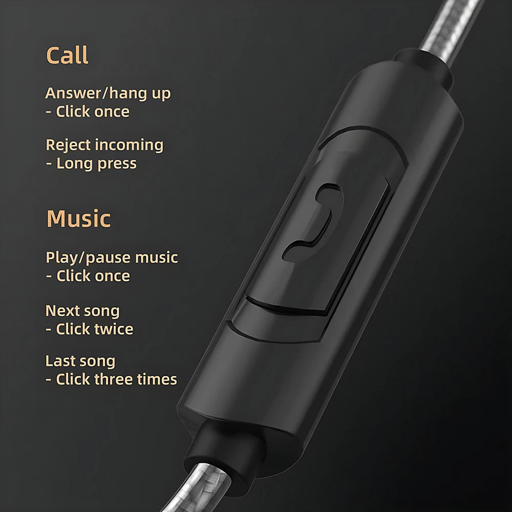D08 Metal HIFI Heavy Bass Headset 3.5MM/Type-C Digital Chip With Mic In-Ear Wired Headphones Music Sports For Samsung Android Oasis Select