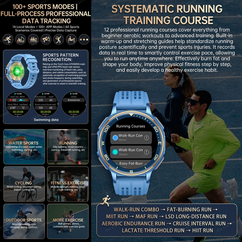Ola Esporte GPS Smartwatch – AMOLED, 3ATM, 500mAh Battery