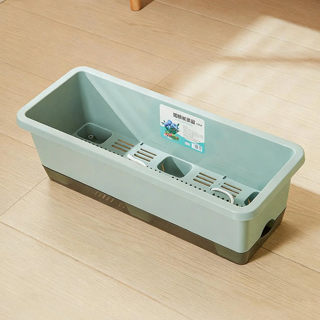 Self Watering Planter Cuttings Case with Base Drainage Hole And Absorbent Rope Rectangular Flower Pots for Vegetable Strawberry Oasis Select
