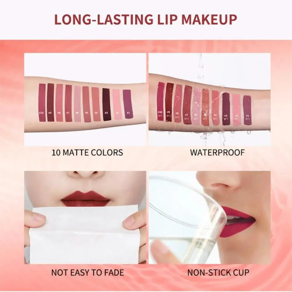Velvet Matte Lip Glaze Waterproof Long Lasting Non Sticky Chocolate Lip Gloss Set Oasis Select
