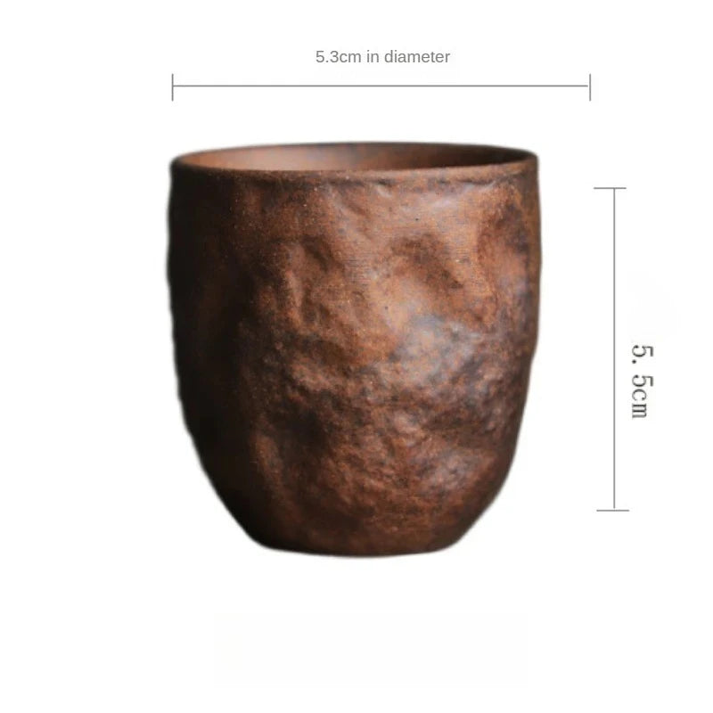 1PCS Rough Pottery Old Rock Clay Stone Texture Master Teacup Chinese Zen Kung Fu Tea Ceremony Drinking Tea Master Single Cup Oasis Select <200ml 1pc