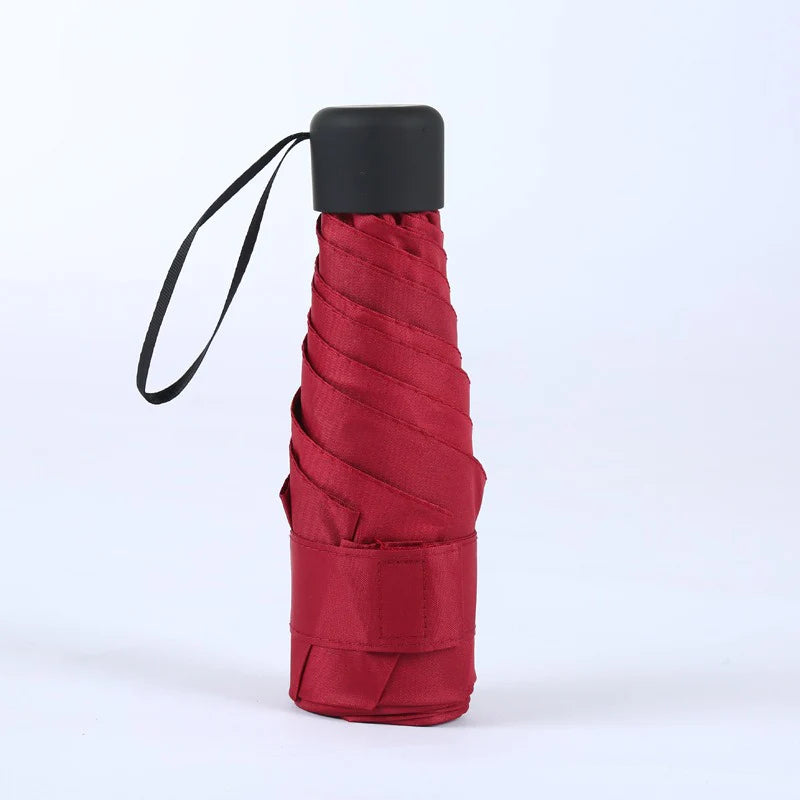 Mini Ultralight Pocket Women's Small Windproof Folding Umbrella Travel Compact Rain Men's Umbrella Sunscreen Umbrella Outdoor Um Oasis Select Red-1pcs 6K