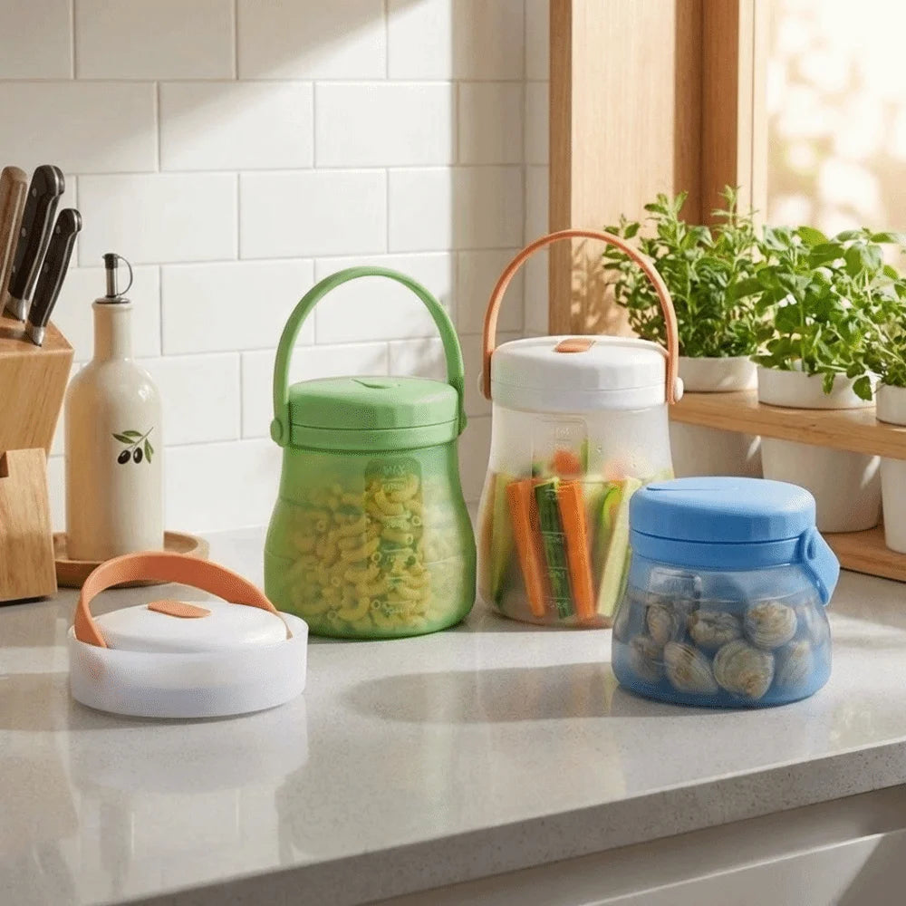 Foldable Silicone Food Storage Bucket 800–1500ml Leak-Proof