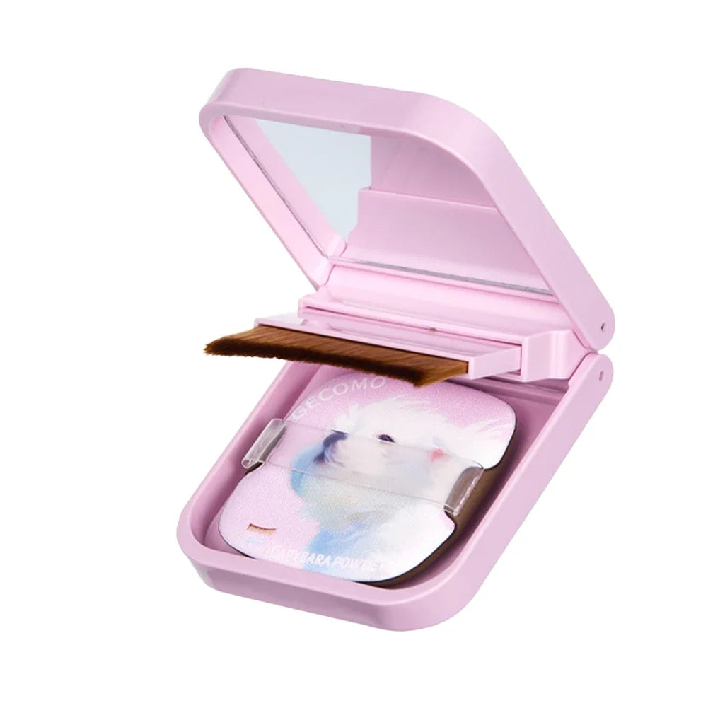 Foldable Compact Makeup Mirror Case Cute Hamster Pattern Soft Foundation Brush & Skin-friendly Powder Puff Pocket Beauty Kit Oasis Select 02