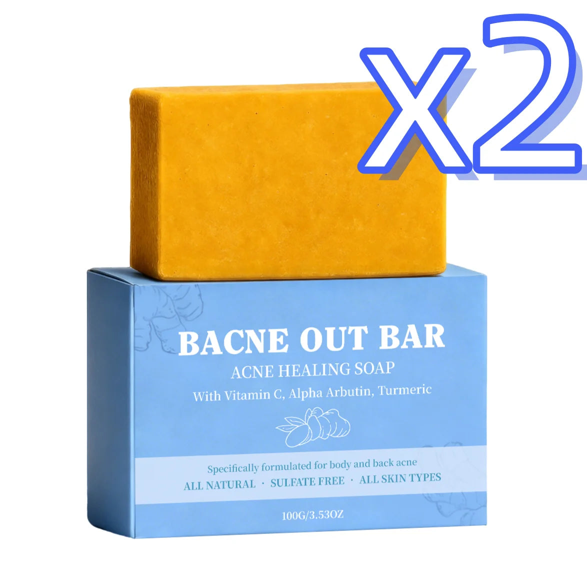 Exfoliating Body Cleansing Soap Eliminate Back Pimples Fade Acne Marks Deep Clean Dirt Oil Control Turmeric Exfoliate Soap Bar Oasis Select 100g Boxed x 2pcs