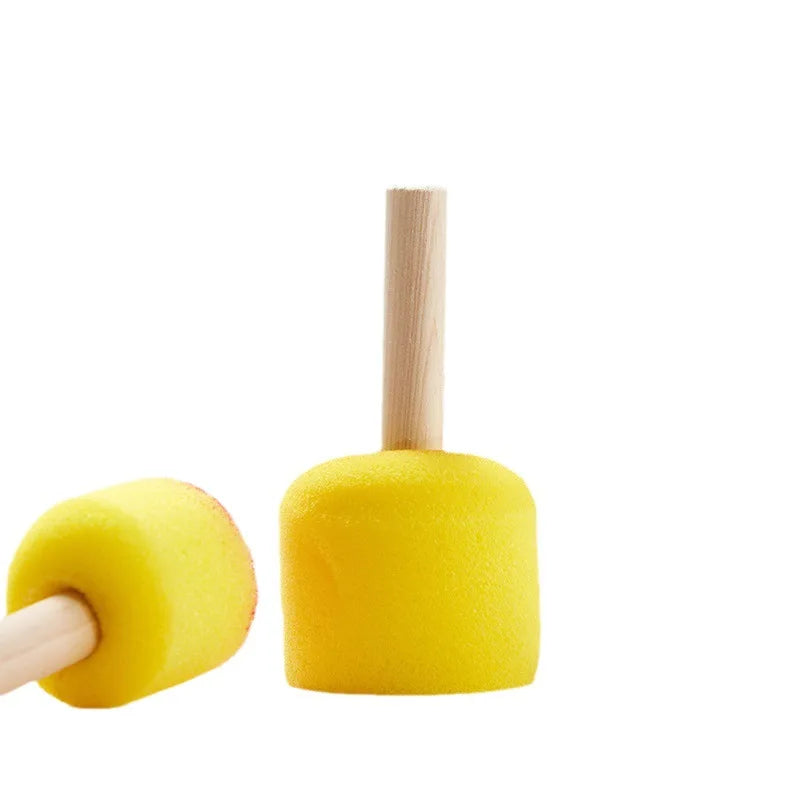 10 Pcs Set Wooden Handle Mushroom Head Sponge Brush Children DIY Painting Sponge Seal Set Paint Graffiti Create Unique Art Brush Oasis Select