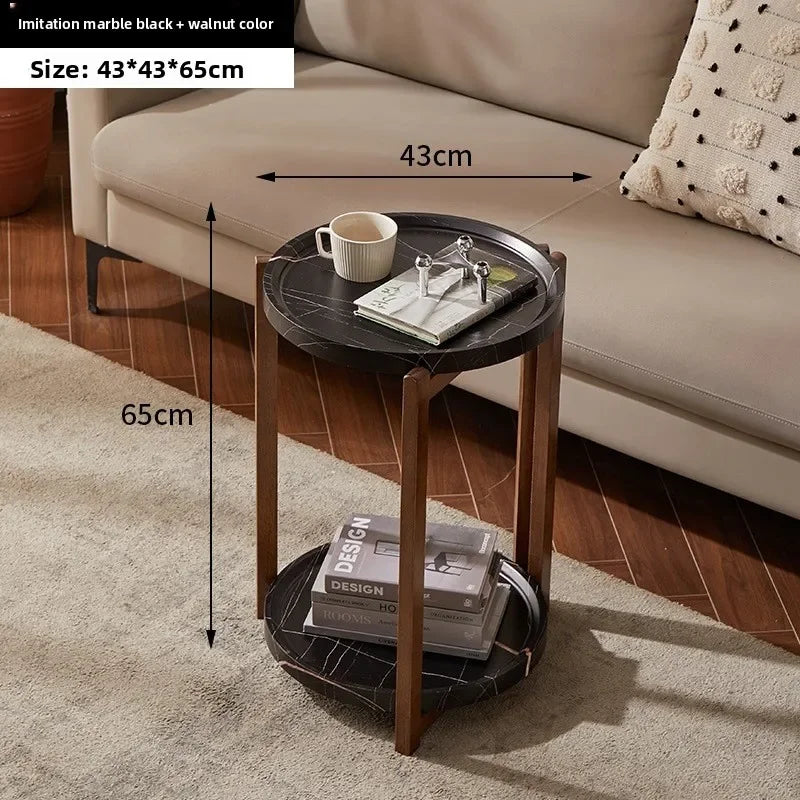 Multi-functional Movable trolley side table Living room coffee table Movable coffee table sturdy and durable Oasis Select Walnut Rack D