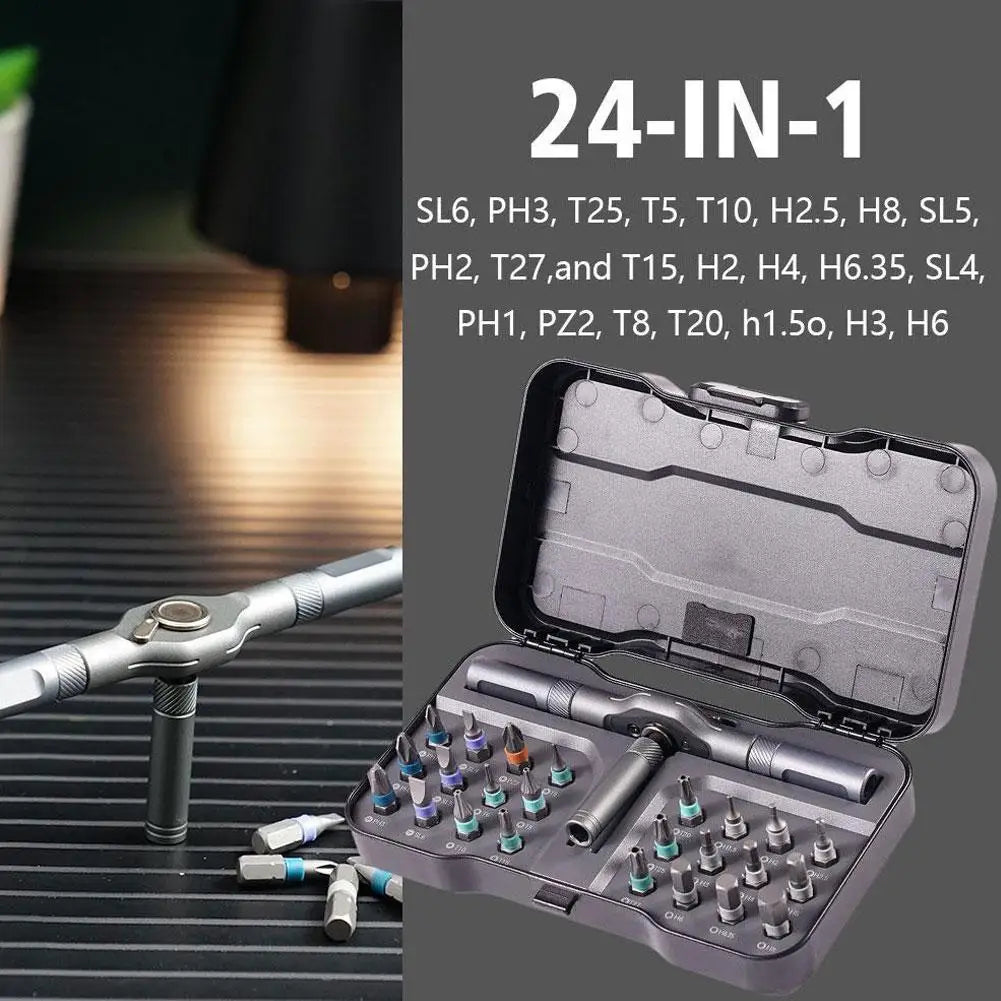 24-in-1 Multifunctional Screwdriver and Ratchet Wrench Set Magnetic Tips Home Repair Tool Kit for DIY Tasks Maintenance Projects Oasis Select