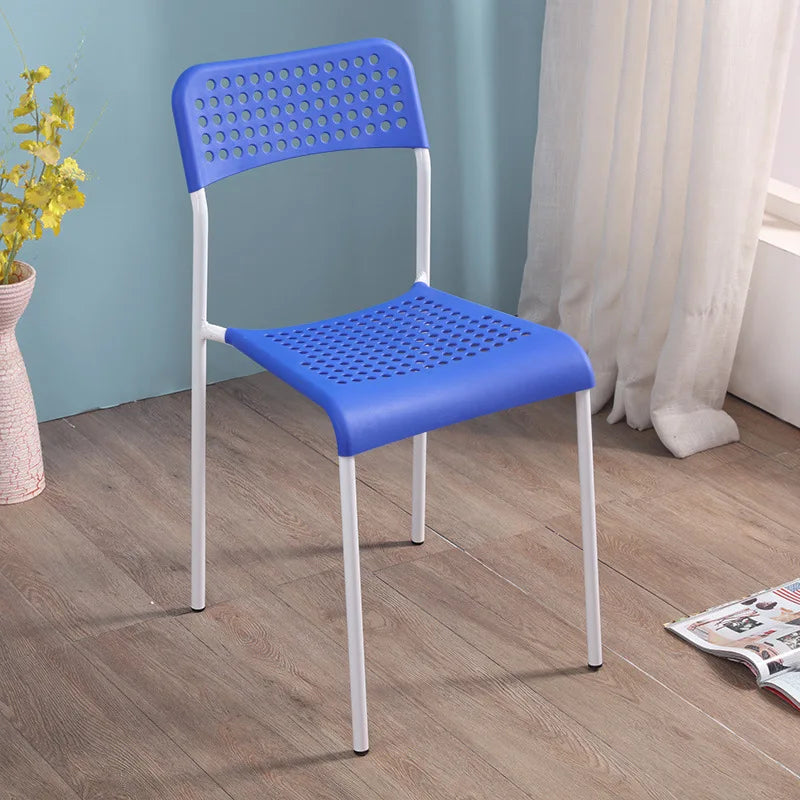 Household Plastic Chair Modern Simple Dining Chair Adult Training Conference Chair Backrest Office Chair Student Desk Chair Oasis Select Blue 2 pieces