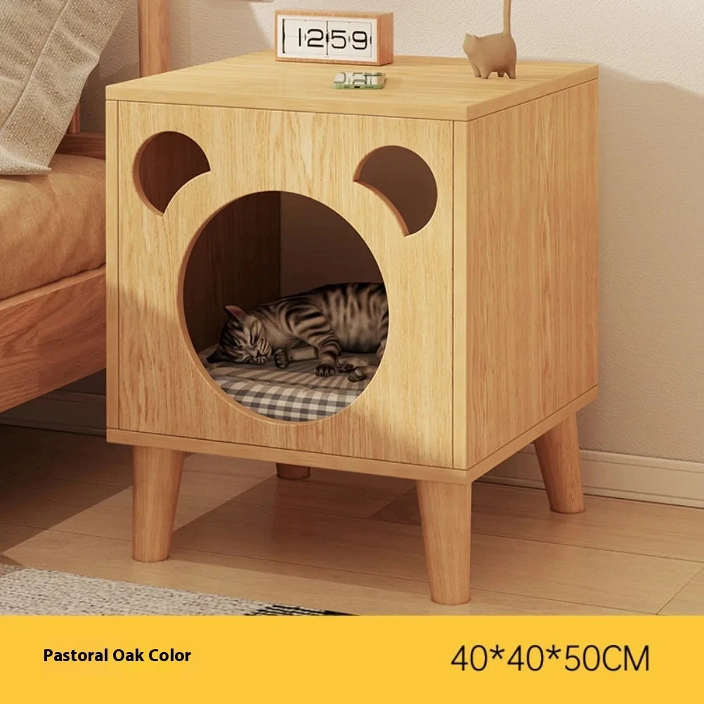 Wooden Cat Nest Bedside Tables Multi Functional Cat Nest Four Season Simple Storage Locker Nightstands Bedroom Furniture Oasis Select