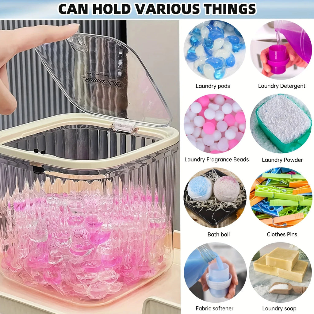 Laundry Capsule Container, 100 oz Laundry Detergent Container with Scoop, Jar with Seal and Pop-Up Lid Oasis Select