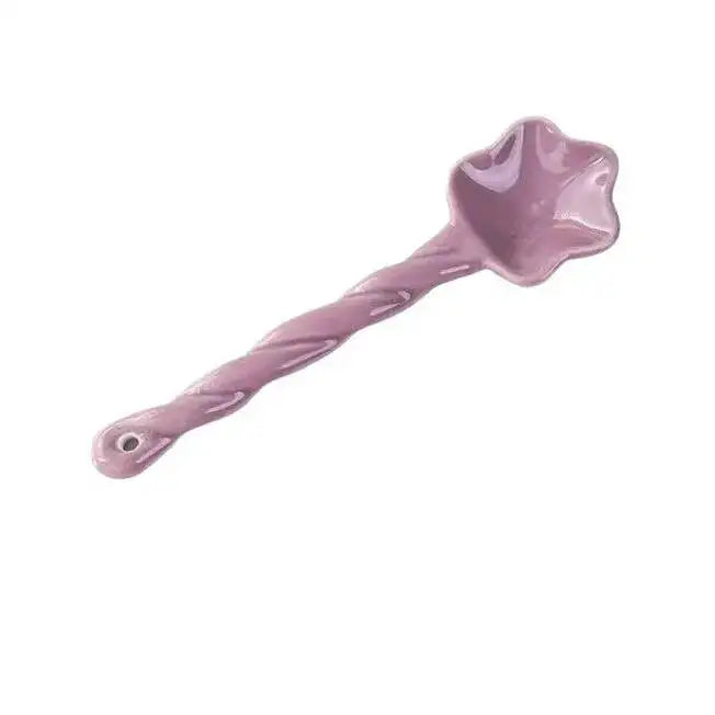 Cute Twisted Star Ceramic Spoon For Girls Household Spoon, High-Value Exquisite Dessert Spoon Kitchen Tablewear Oasis Select