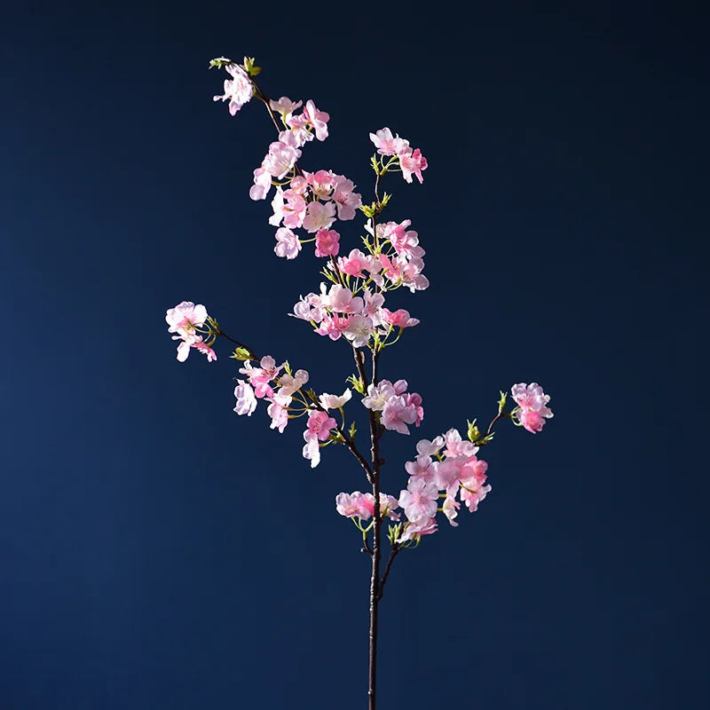 109CM Artificial 4-pronged Cherry Blossom Branch Home Decoration Silk Flower Wedding Decoration Arched Door Path Flower Guide Oasis Select pink