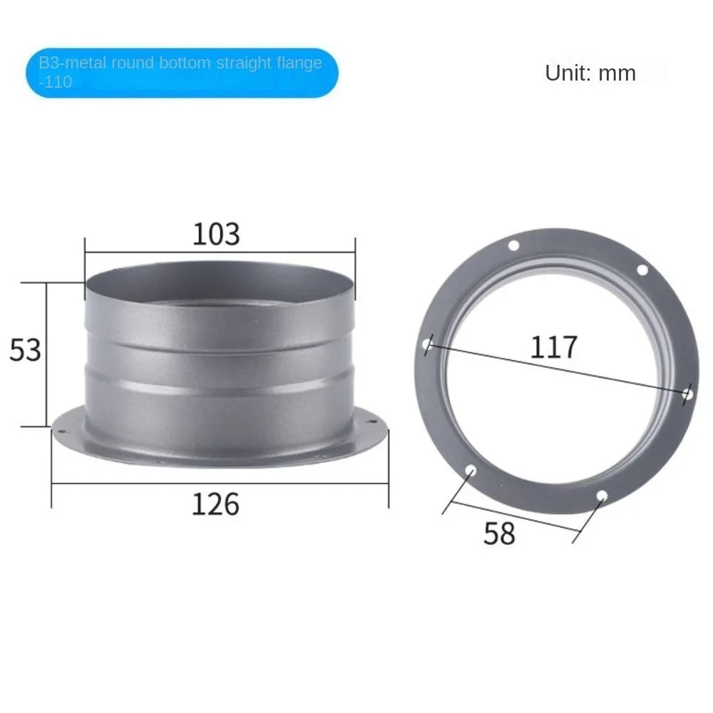 Metal Exhaust Duct Connector Flange Round 75-300mm Straight Flange Adapter High-temperature Resistant Pipe Air Vent Connector Oasis Select 110mm