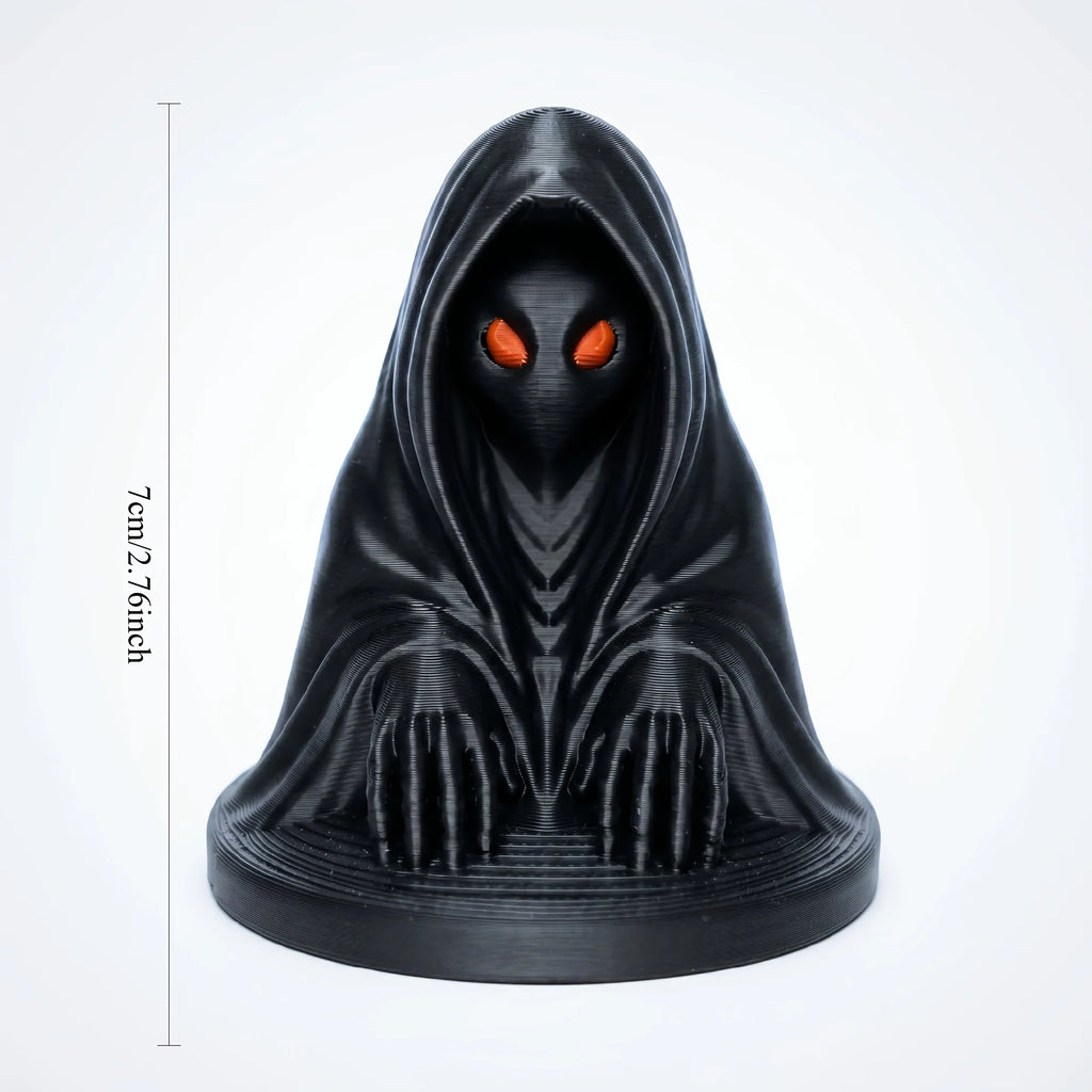 Gothic Mysterious Hooded Reaper Figurine 3D Printed Red Eye Black Robe Statue Desktop Ornament Decor for Game Room Desktop Gifts Oasis Select Black hood