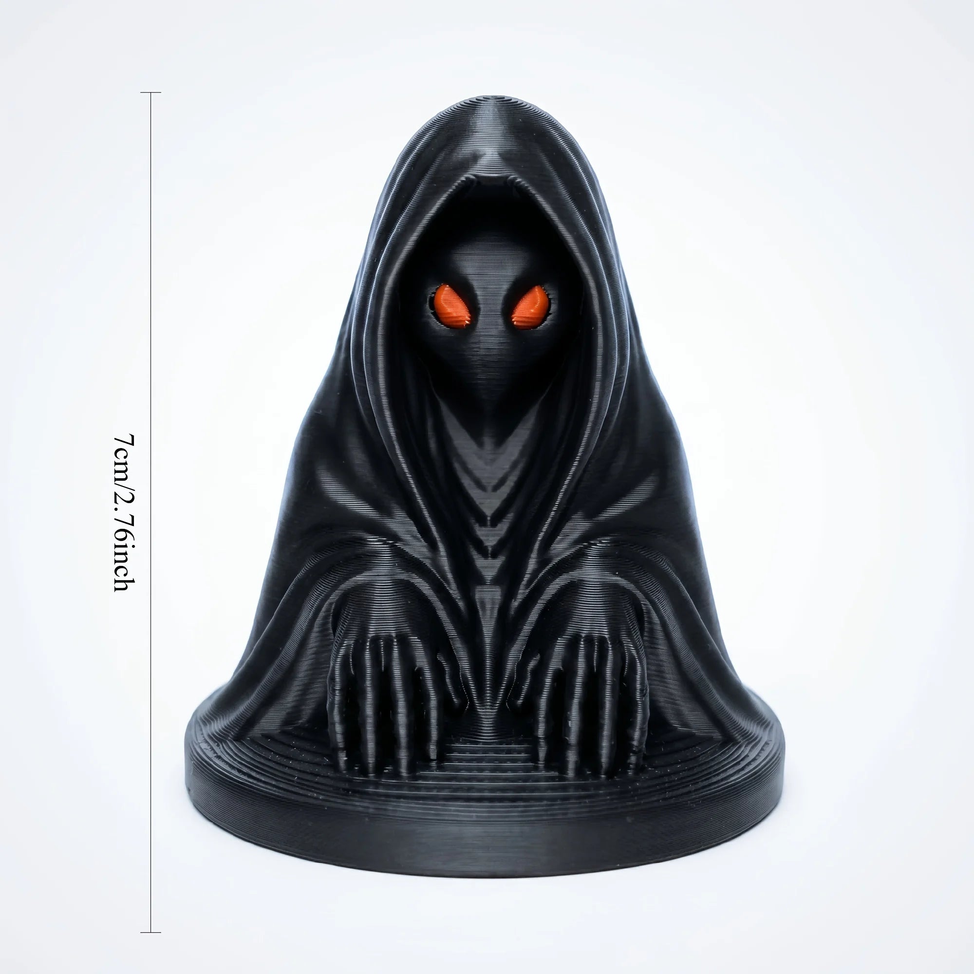 Gothic Mysterious Hooded Reaper Figurine 3D Printed Red Eye Black Robe Statue Desktop Ornament Decor for Game Room Desktop Gifts Oasis Select Black hood