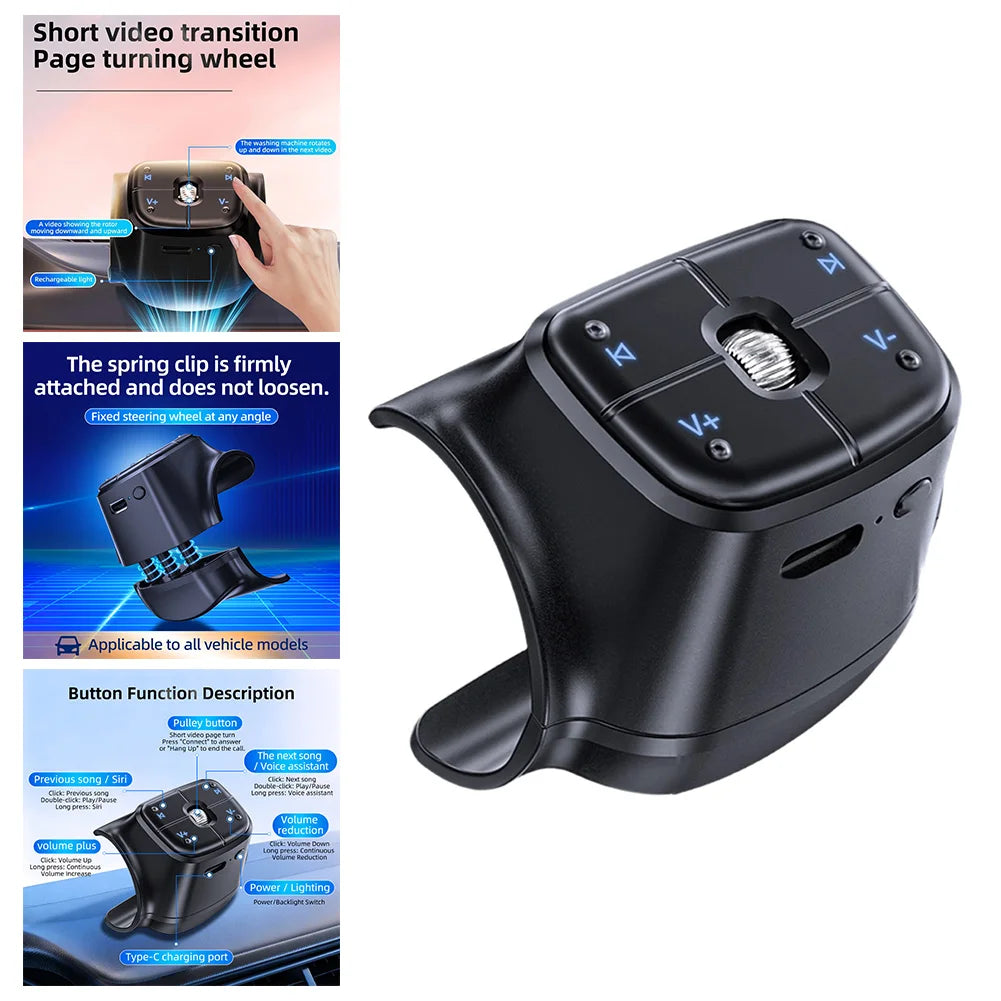 On-the-go Music Control Car Steering Remote Hands-free Control Hands-free Device Wide Device Compatibility Volume Adjustment Oasis Select
